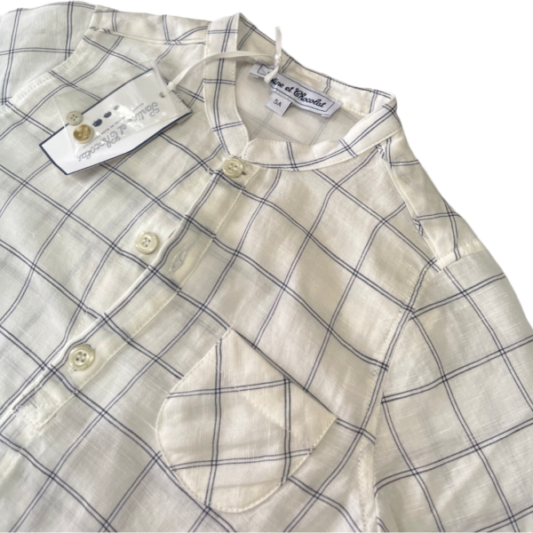 Pre-Loved Tartine et Chocolat Boys' White & Blue Checkered Shirt Size 5A - Image 2
