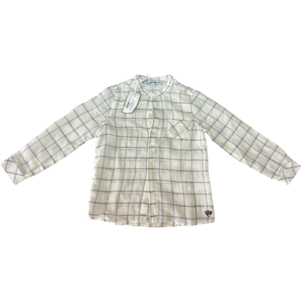 Pre-Loved Tartine et Chocolat Boys' White & Blue Checkered Shirt Size 5A
