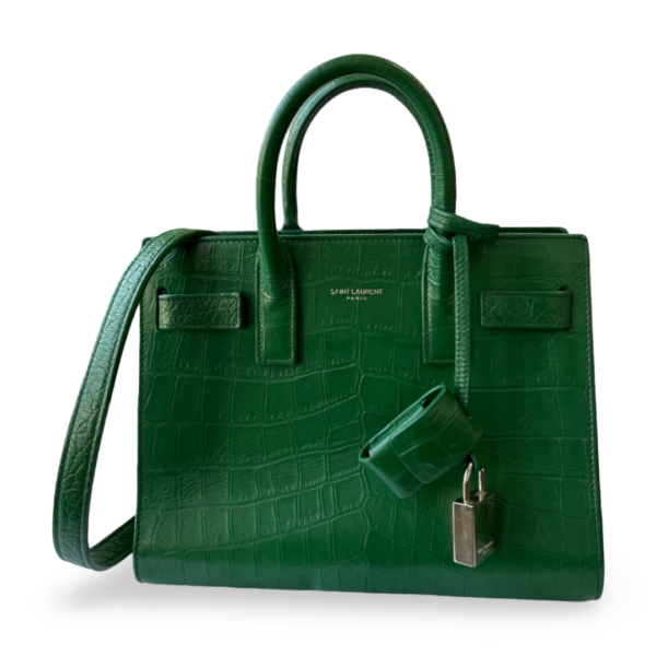 Saint Laurent Sac De Jour Nano Croc-Embossed Leather Tote in Clover