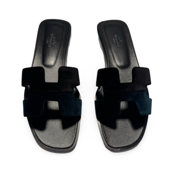 Hermès Oran Sandal Noir / Vert Mousse - Image 2