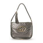 Gucci Guccissima Medium Britt Tassel Shoulder Bag Gunmetal