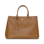 Prada Caramel Saffiano Lux Leather Medium Galleria Double Zip Tote