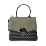 Faure Le Page Gray Coated Canvas and Leather Parade Top Handle Bag