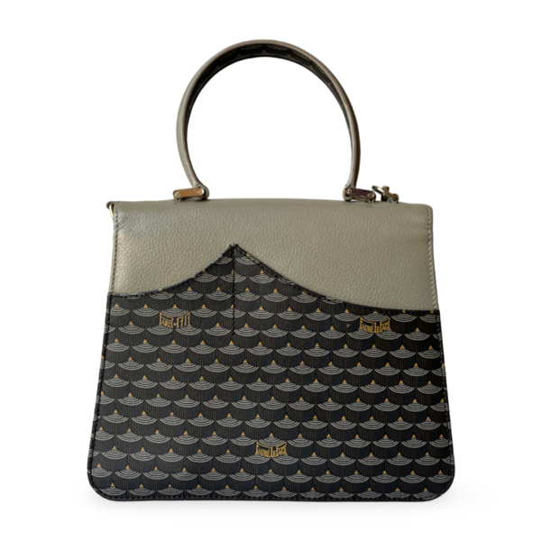 Faure Le Page Gray Coated Canvas and Leather Parade Top Handle Bag - Image 2