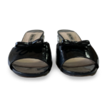 Miu Miu Black Patent Leather Bow Crystal Embellished Open Toe Sandals Size 37 - Image 2
