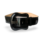Fendi Wide Black Patent & Black Leather Logo Belt 95