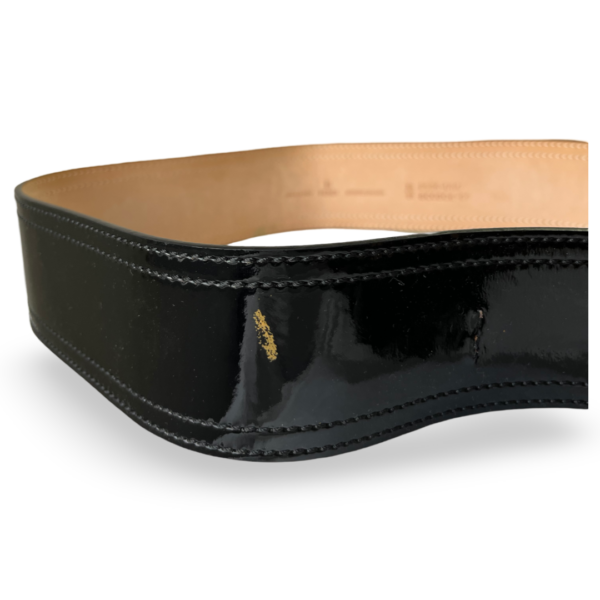 Fendi Wide Black Patent & Black Leather Logo Belt 95 - Image 2