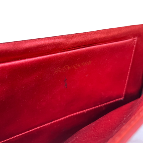 Yves Saint Laurent Orange Textured Patent Leather Belle De Jour Flap Clutch - Image 3
