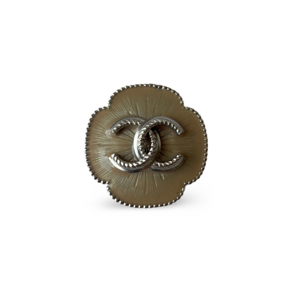 Chanel CC Cream & Silver Camellia Pin & Brooch - Image 2