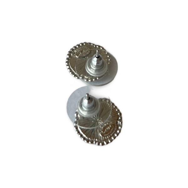 Chanel CC Cream & Silver Camellia Earrings - Image 3