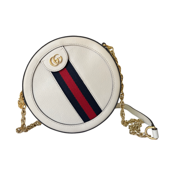 Gucci Off White Leather Mini Ophidia Round Shoulder Bag