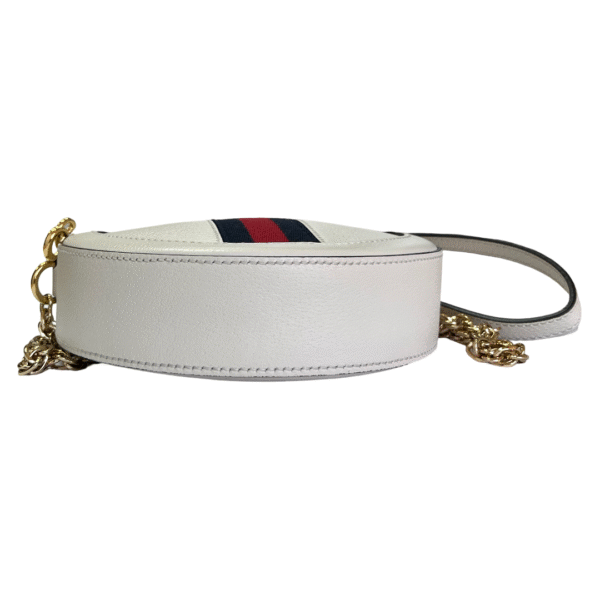 Gucci Off White Leather Mini Ophidia Round Shoulder Bag - Image 3