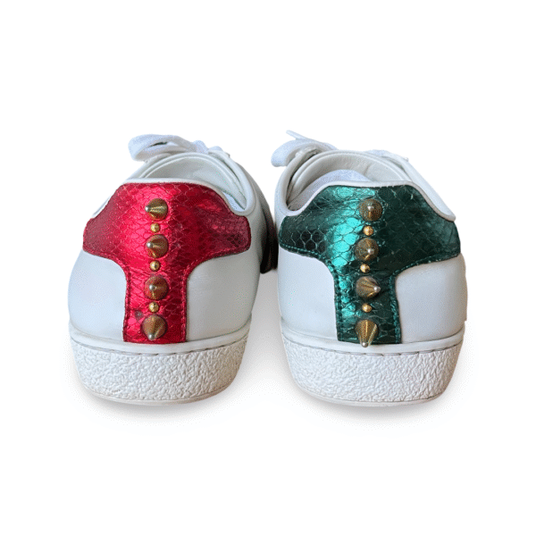 Gucci White Leather Faux Pearl and Spike Embellished Ace Sneakers Size 36 - Image 7