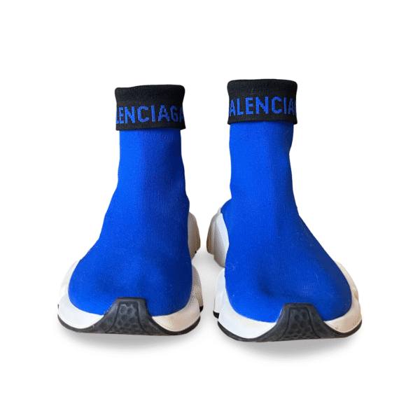 Balenciaga Blue Knit Fabric Speed Trainer Sneakers Size 35 - Image 2