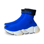 Balenciaga Blue Knit Fabric Speed Trainer Sneakers Size 35