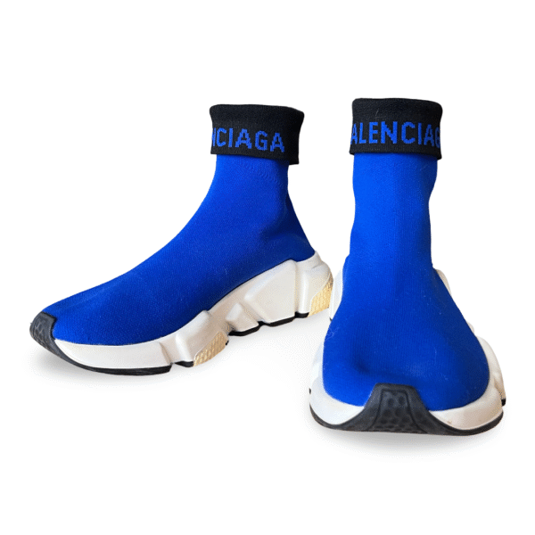 Balenciaga Blue Knit Fabric Speed Trainer Sneakers Size 35 - Image 3