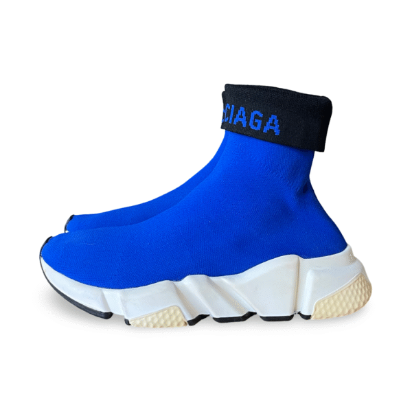 Balenciaga Blue Knit Fabric Speed Trainer Sneakers Size 35 - Image 4