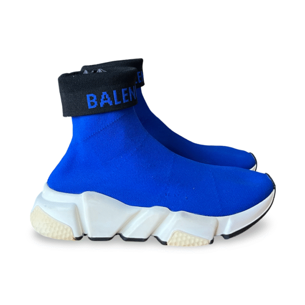 Balenciaga Blue Knit Fabric Speed Trainer Sneakers Size 35 - Image 5