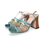 Gucci Ketty Metallic Silk Nappa Leather Sandals Size 38