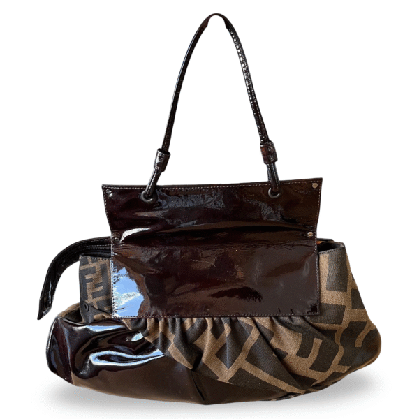 Fendi Zucca Canvas & Tobacco Patent Leather To You Top Handle Bag - Image 2