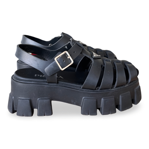 Prada Monolith Rubber Sandals – Black (Size 38) - Image 3