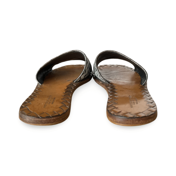 Bottega Veneta Metallic Grey/Silver Intrecciato Fabric Slide Flats – Size 36 - Image 7