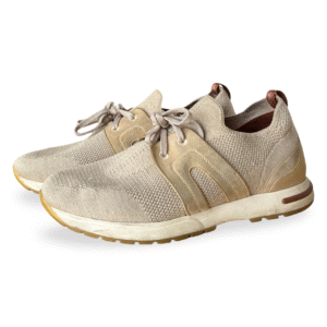Loro Piana Lady Flexy Walk Sneakers in Beige Suede and Fabric