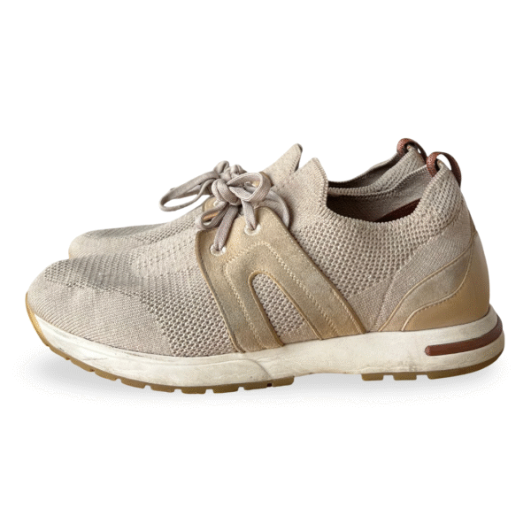 Loro Piana Lady Flexy Walk Sneakers in Beige Suede and Fabric - Image 3