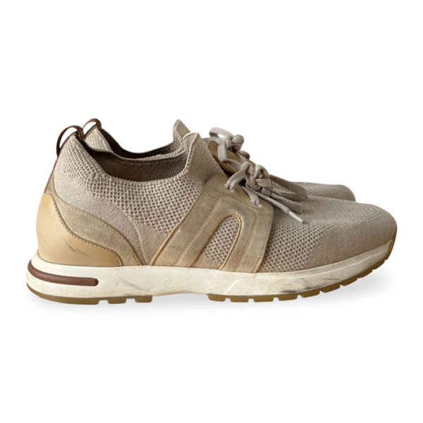 Loro Piana Lady Flexy Walk Sneakers in Beige Suede and Fabric - Image 4