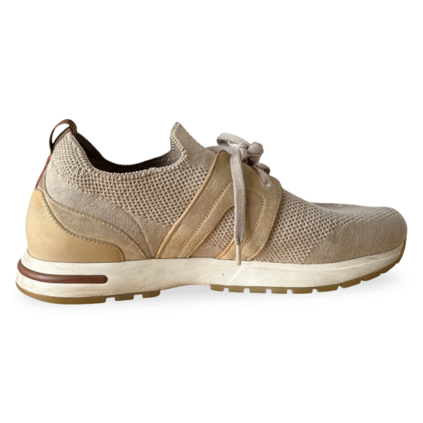 Loro Piana Lady Flexy Walk Sneakers in Beige Suede and Fabric - Image 6