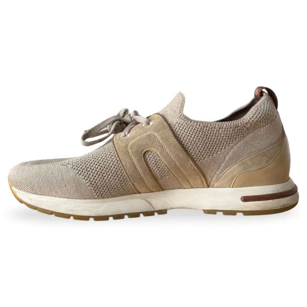 Loro Piana Lady Flexy Walk Sneakers in Beige Suede and Fabric - Image 5