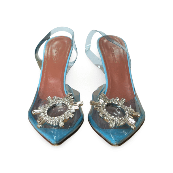 Amina Muaddi Begum Glass Sling Pumps in Blue – Size 38.5 - Image 2