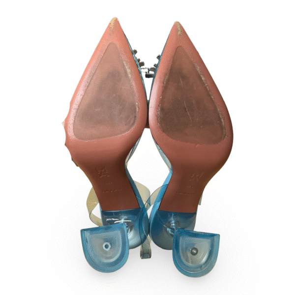 Amina Muaddi Begum Glass Sling Pumps in Blue – Size 38.5 - Image 4