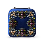 Manolo Blahnik Hangi Royal Blue Satin Strass Clutch