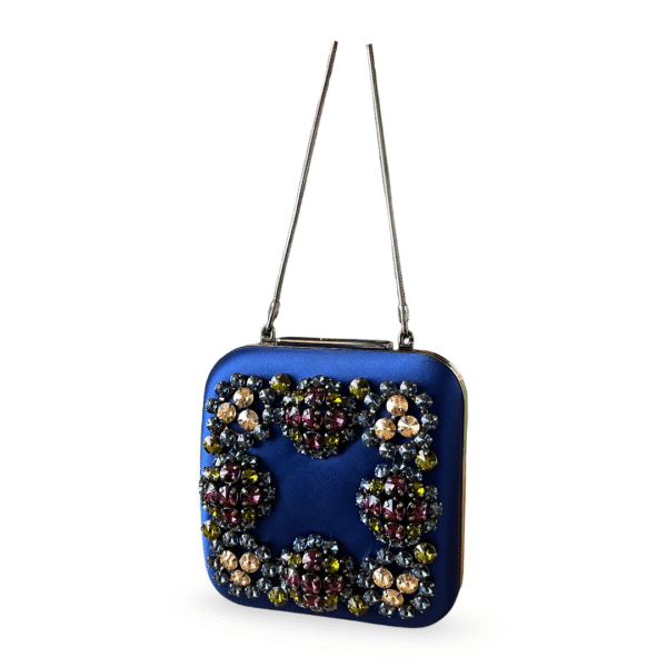 Manolo Blahnik Hangi Royal Blue Satin Strass Clutch - Image 3