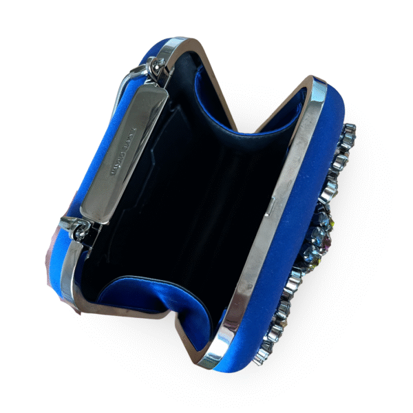 Manolo Blahnik Hangi Royal Blue Satin Strass Clutch - Image 2