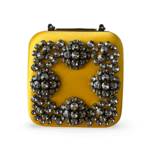 Manolo Blahnik Hangi Yellow Satin Strass Clutch