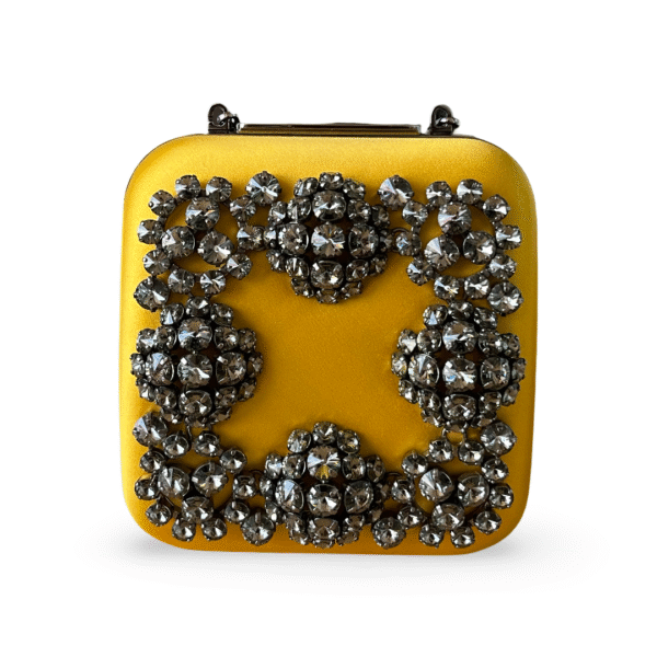Manolo Blahnik Hangi Yellow Satin Strass Clutch