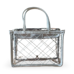 Amina Muaddi Mini Amini Betty Quilted Transparent PVC Crystal Top-Handle Bag