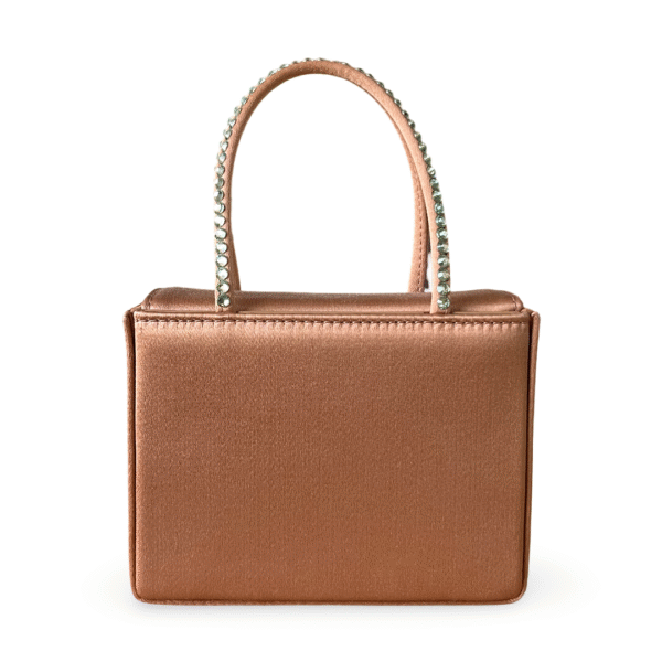 Amina Muaddi Mini Superamini Gilda Satin Nude Bag with Chrysolite Crystals - Image 2