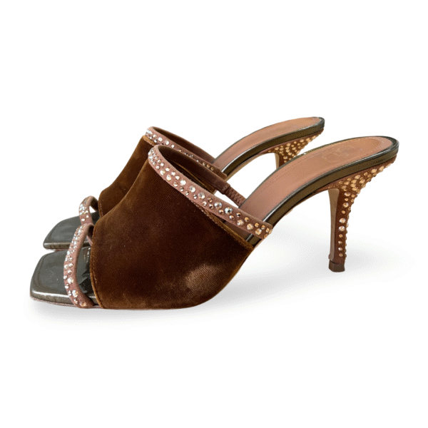 Malone Souliers Laney Crystal Square Toe Mules – Size 38.5 - Image 2