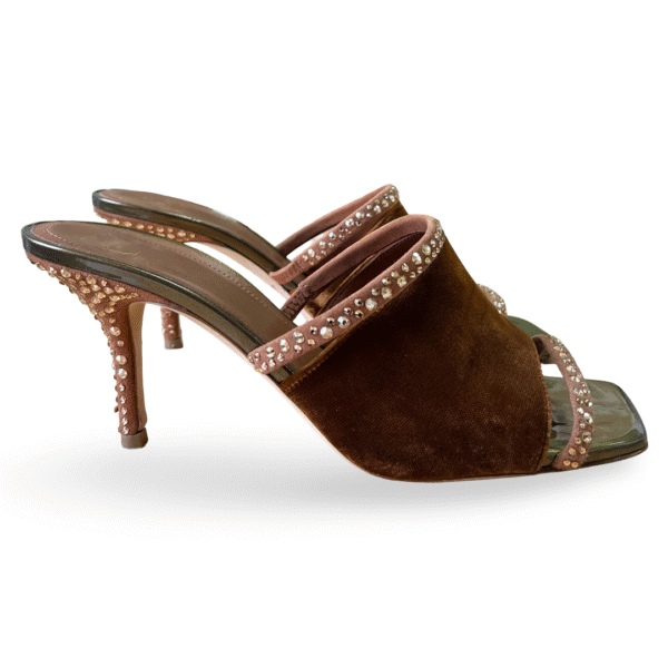 Malone Souliers Laney Crystal Square Toe Mules – Size 38.5 - Image 3