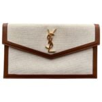 Saint Laurent Uptown Pouch in Natural Beige Canvas and Smooth Leather