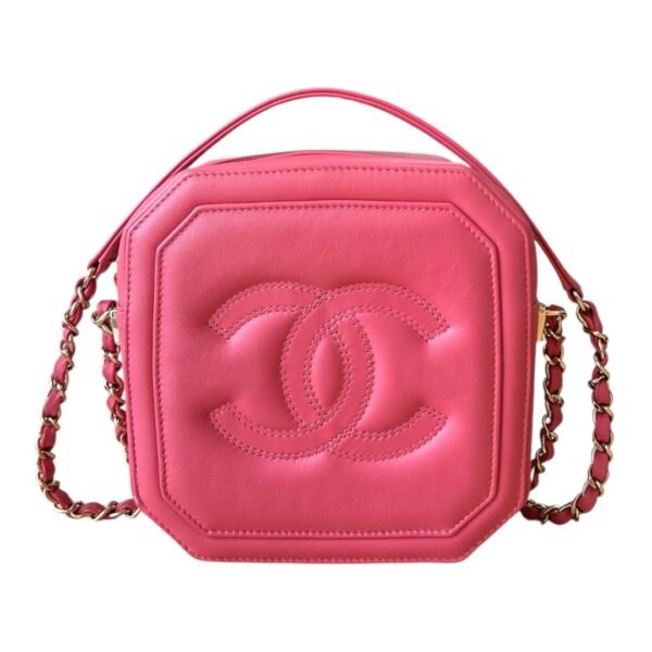 Chanel Lambskin CC Octagon Pink Leather Chain Crossbody Bag