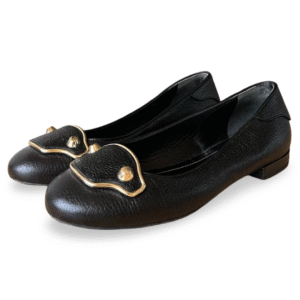 Balenciaga Black Leather Embellished Ballerina Flats – Size 36.5