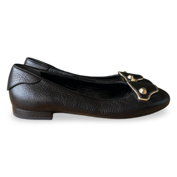 Balenciaga Black Leather Embellished Ballerina Flats – Size 36.5 - Image 3