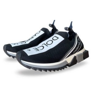 Dolce & Gabbana Sorrento Black/White Knit Fabric Sneakers – Size 38.5