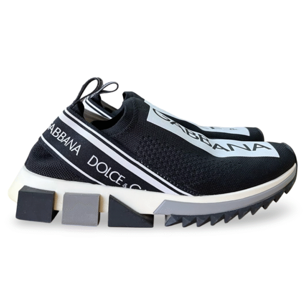 Dolce & Gabbana Sorrento Black/White Knit Fabric Sneakers – Size 38.5 - Image 3