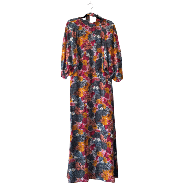 Prada Blossom Silk Floral Print Dress with Back Neck Tie – Size 40 (Pink)