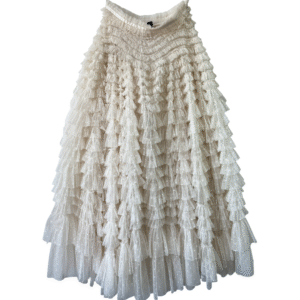 Needle & Thread Hattie Ruffle Maxi Skirt in Champagne – Size 38 (US 6)
